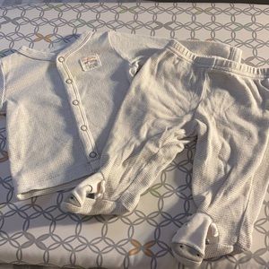 Grey & White Striped Set. Size 0-3 Months
